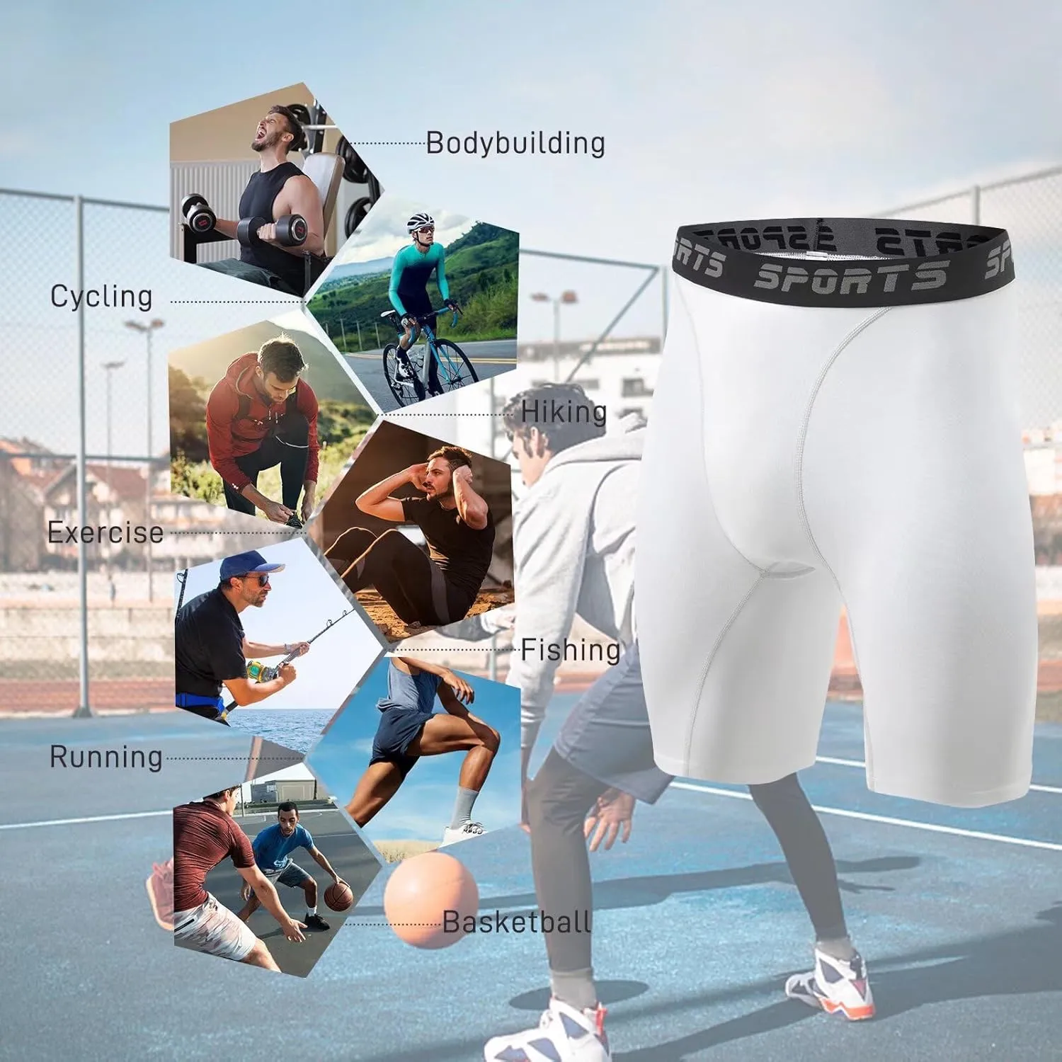 2 Pack Compression Shorts Men Spandex Running Sport Under Shorts Cool Dry Athletic Underwear Muscle Support