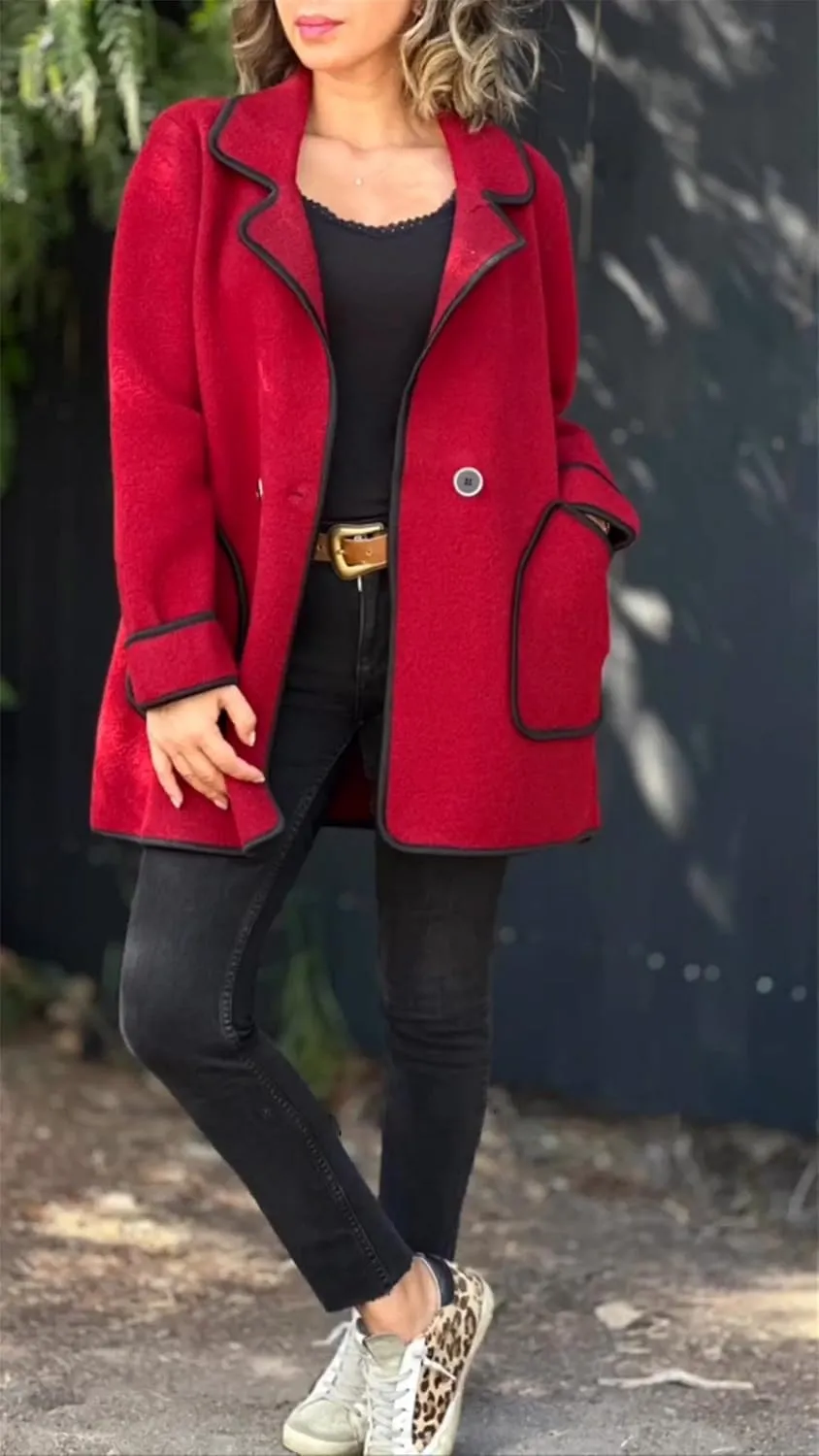 2024 New Women's Coats Winter Wool Blend Pea Coats Lapel Collar Trench Coats Mid Long Business Casual Oversized Jacket