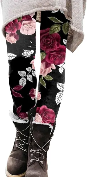2024 Vintage Printed High Waist Leggings with Pockets for Women, Adults, Maternity - Cotton Petite