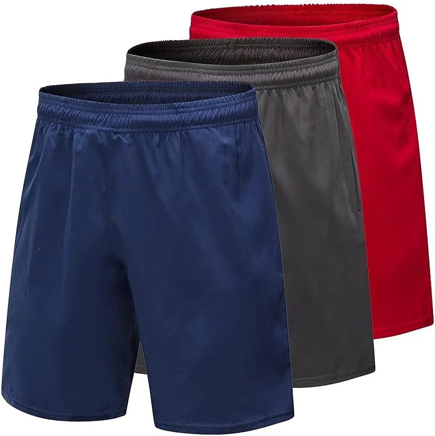 3 Pack Mens Workourt Shorts Running Gym Shorts for Men with Pockets and Elastic Waistband Quick Dry Activewear