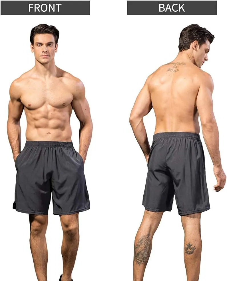 3 Pack Mens Workourt Shorts Running Gym Shorts for Men with Pockets and Elastic Waistband Quick Dry Activewear