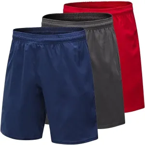 3 Pack Mens Workourt Shorts Running Gym Shorts for Men with Pockets and Elastic Waistband Quick Dry Activewear