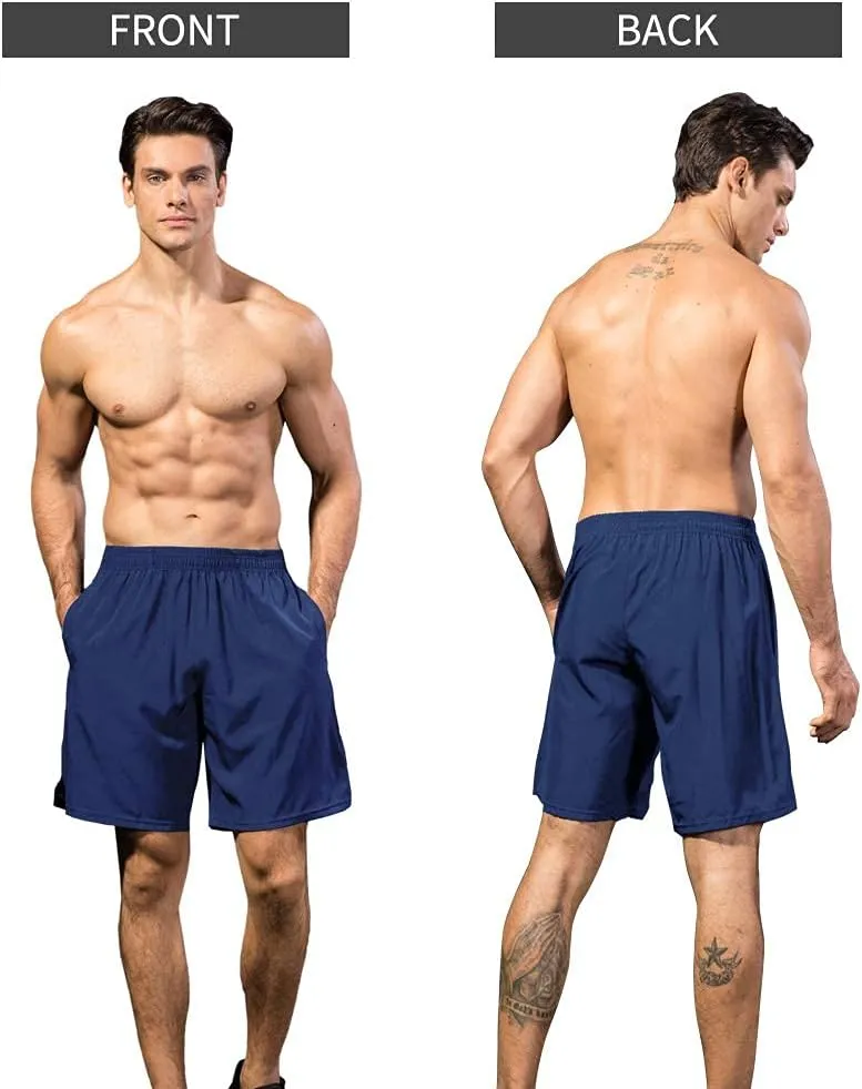 3 Pack Mens Workourt Shorts Running Gym Shorts for Men with Pockets and Elastic Waistband Quick Dry Activewear