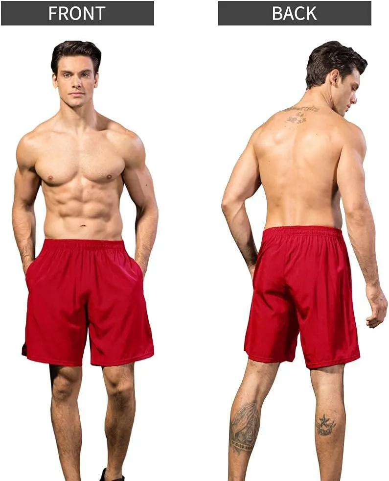 3 Pack Mens Workourt Shorts Running Gym Shorts for Men with Pockets and Elastic Waistband Quick Dry Activewear