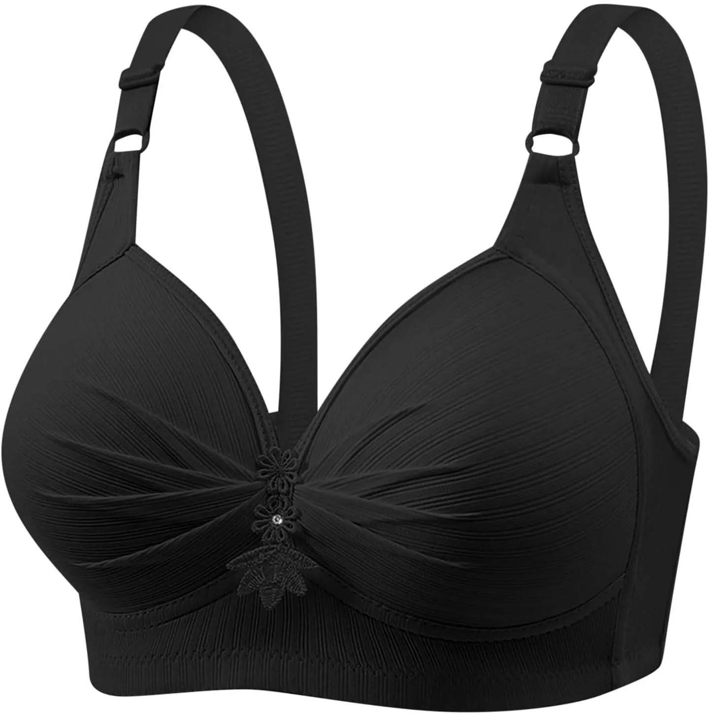 4 Pack No Underwire Bras for Women Full Support Comfort T-Shirt Bra Wirefree Everyday Push Up Bra