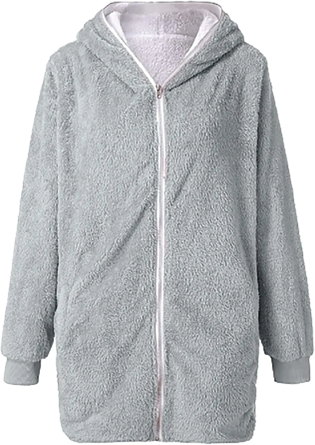 5665 Women Teen Girls Teddy Jackets Zip Hoodie Quilted Lightweight Wool Blend Fleece Sherpa Winter Trench Coats Outerwear