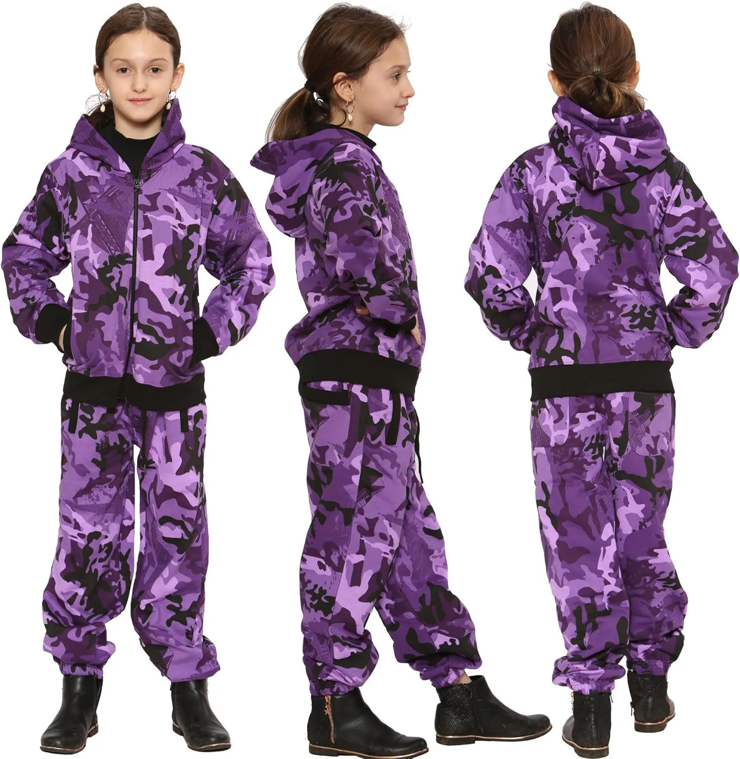 A2Z 4 Kids Unisex Plain Tracksuit Hoodie with Joggers Jogging Sweatpants Sports Activewear Set Girls Boys Age 2-13 years