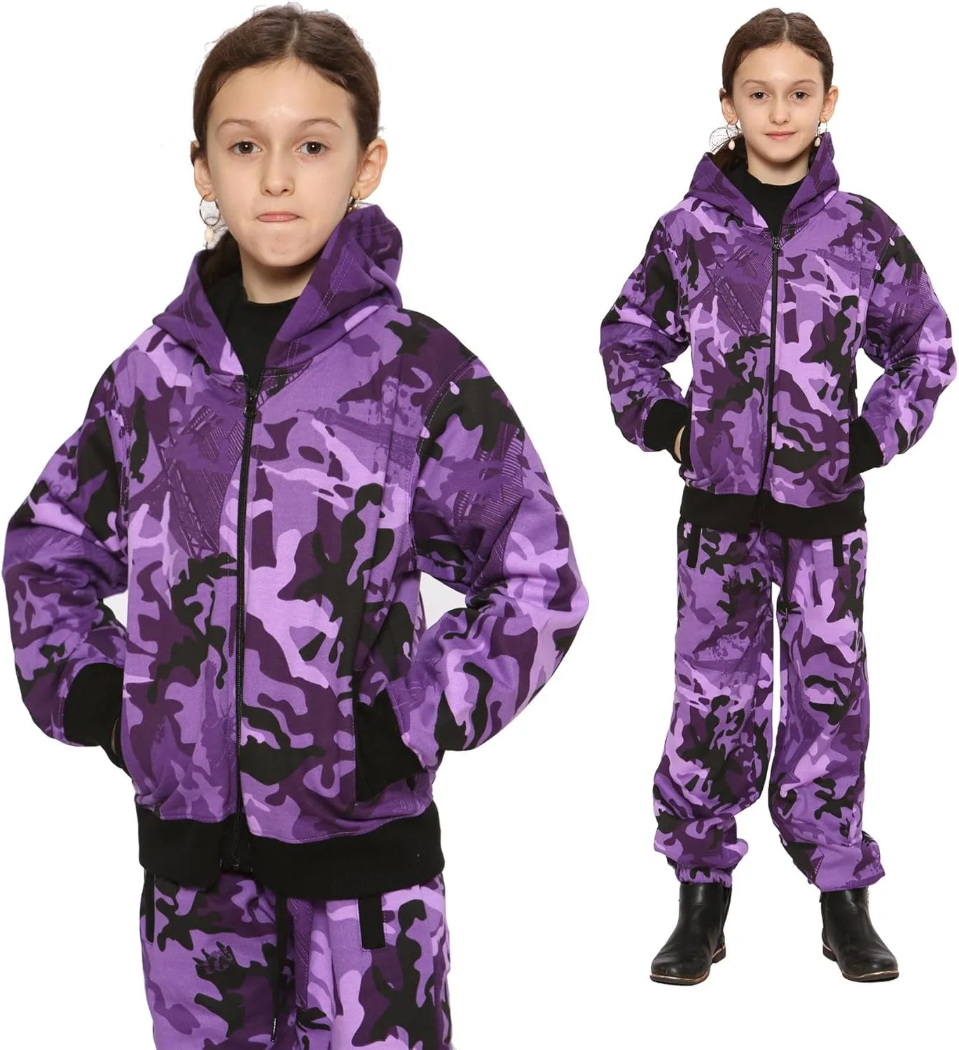 A2Z 4 Kids Unisex Plain Tracksuit Hoodie with Joggers Jogging Sweatpants Sports Activewear Set Girls Boys Age 2-13 years