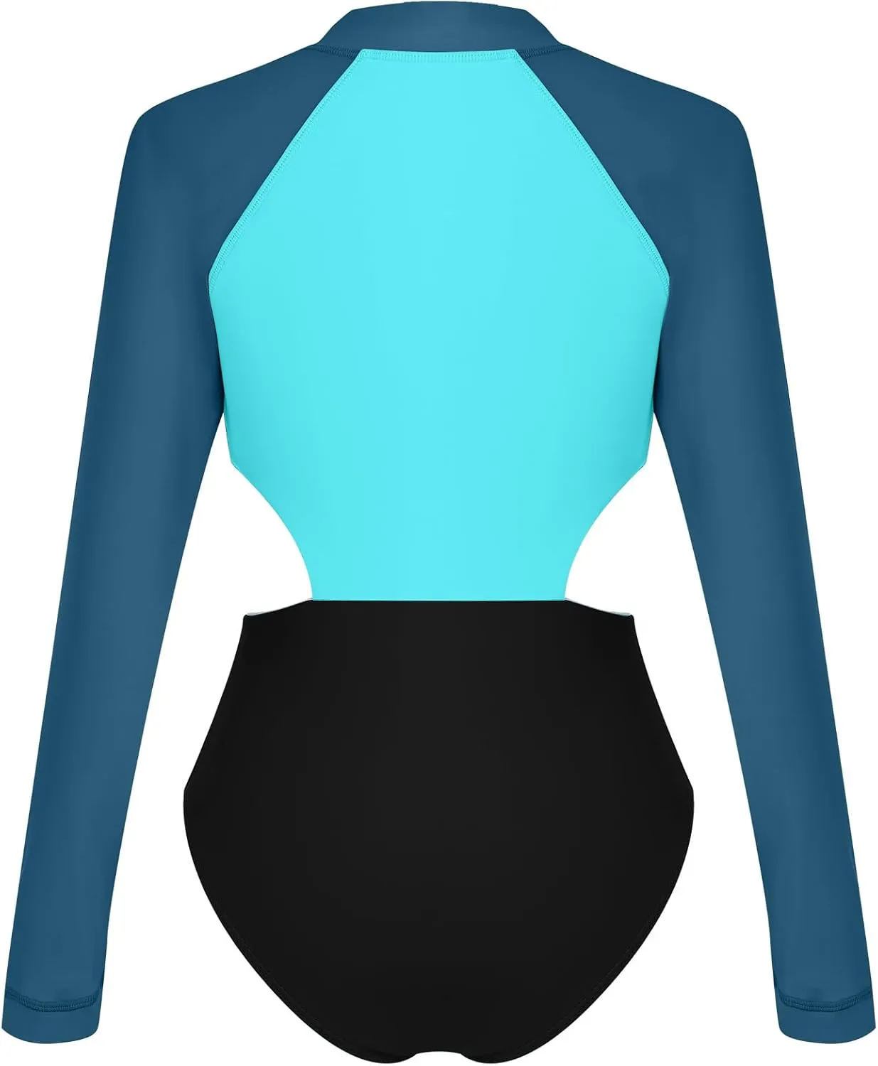 AFAVOM Womens Rash Guard One Piece Swimsuit Beach Surfing Sexy Bathing Suit Zip Front Color Block Tummy Control Swimwear