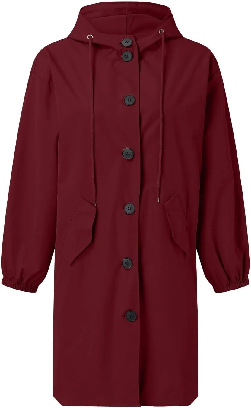 AMDBEL Trench Coat for Women 2023 Women's Casual Long Rain Jacket Fashion Winter Hooded Oversized Windbreaker Coats Outerwear