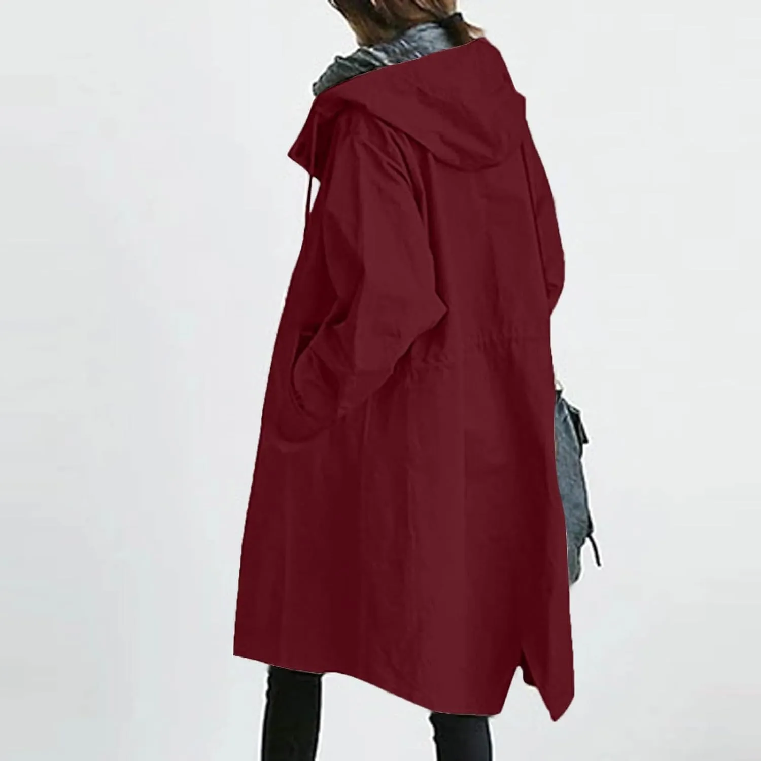 AMDBEL Trench Coat for Women 2023 Women's Casual Long Rain Jacket Fashion Winter Hooded Oversized Windbreaker Coats Outerwear