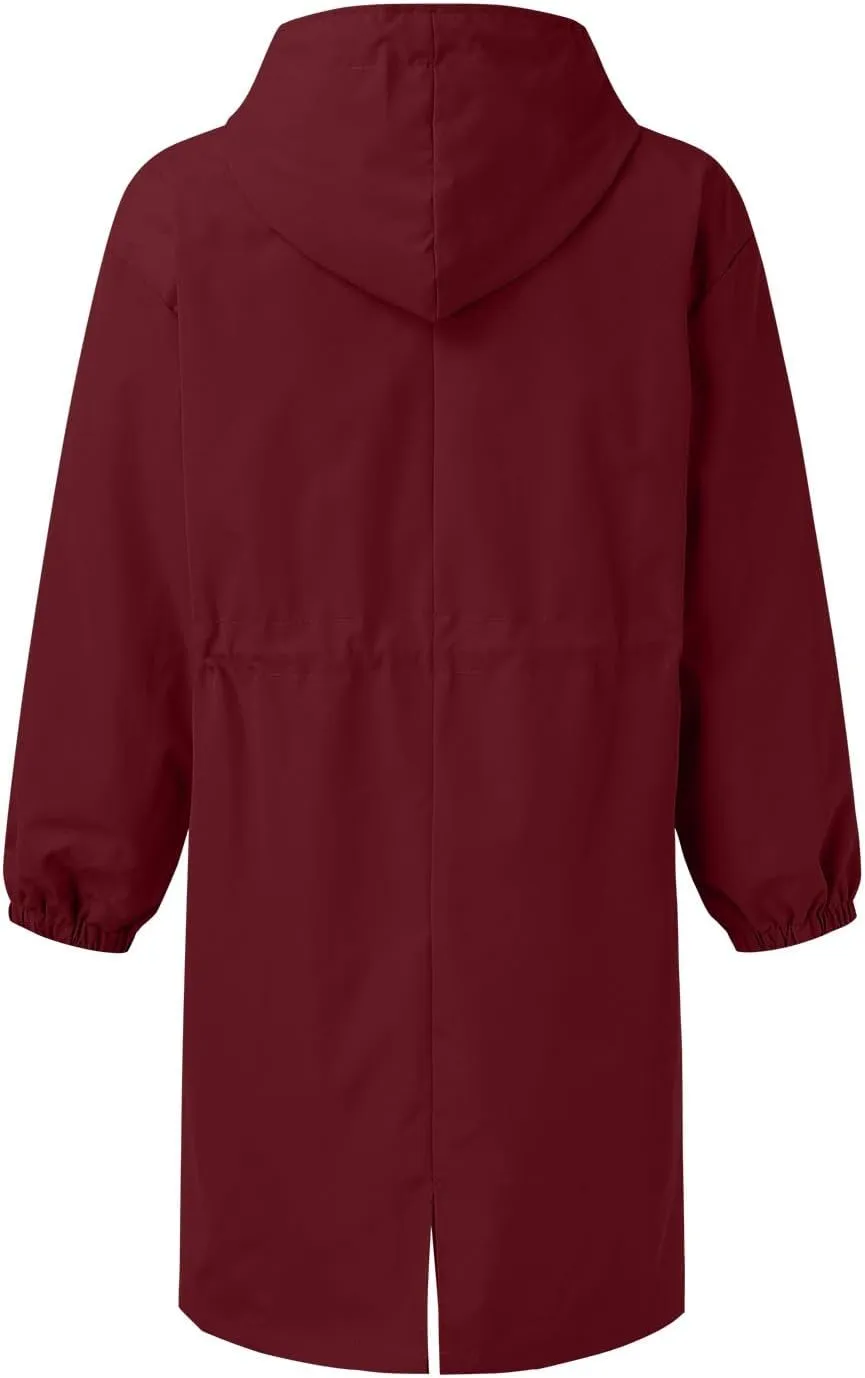 AMDBEL Trench Coat for Women 2023 Women's Casual Long Rain Jacket Fashion Winter Hooded Oversized Windbreaker Coats Outerwear