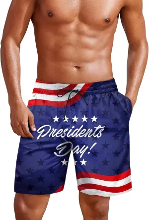American Flag Swim Trunks Men Hawaii Breathable Star Striped Swim Trunks Dissolving Beach Swimsuit Surf Swimwear