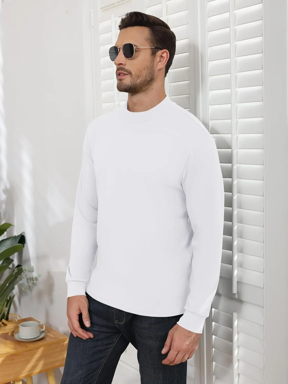 Angbater Mens Mock Turtleneck Long Sleeve Shirts Thermal Underwear Turtle Neck Undershirt Pullover T Shirt