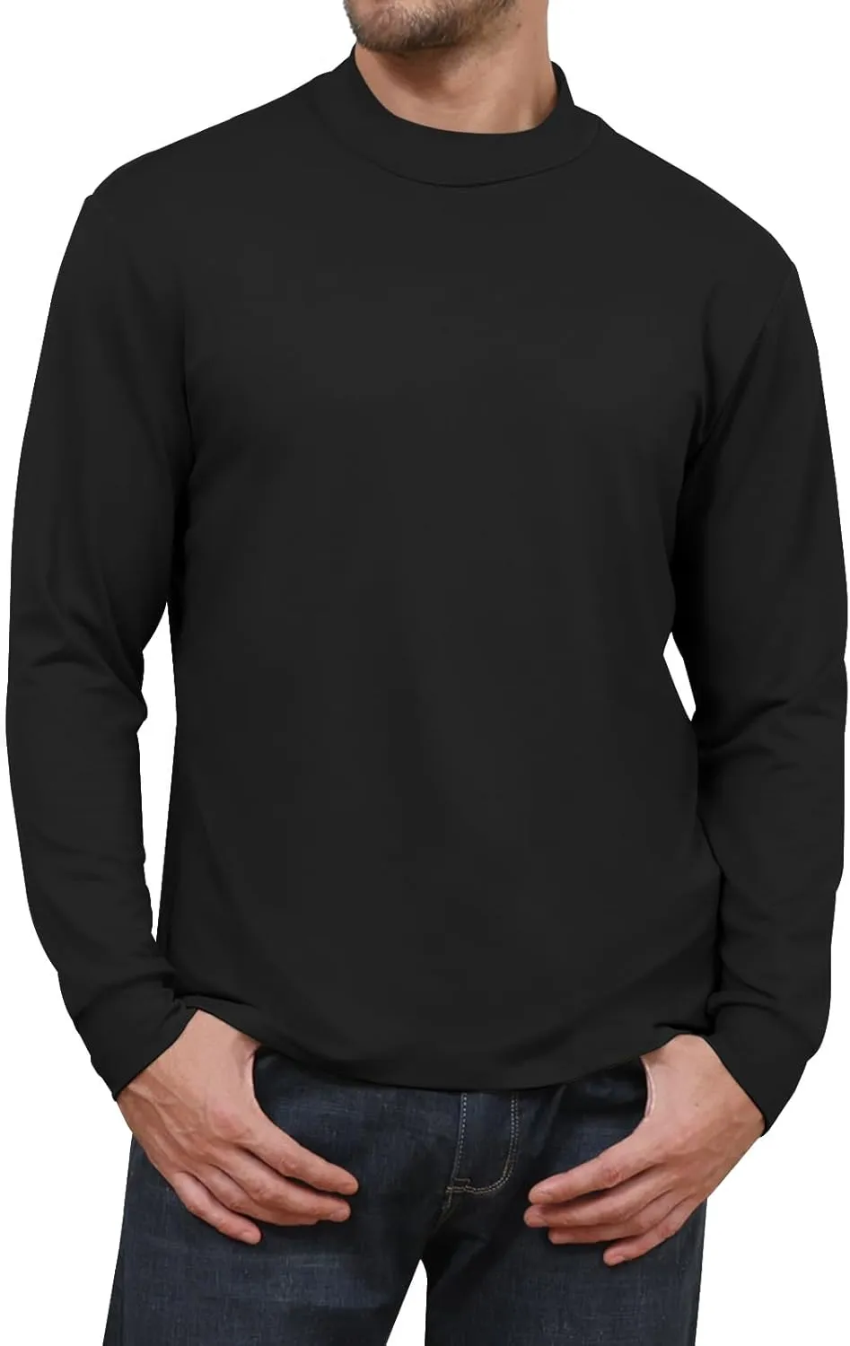 Angbater Mens Mock Turtleneck Long Sleeve Shirts Thermal Underwear Turtle Neck Undershirt Pullover T Shirt