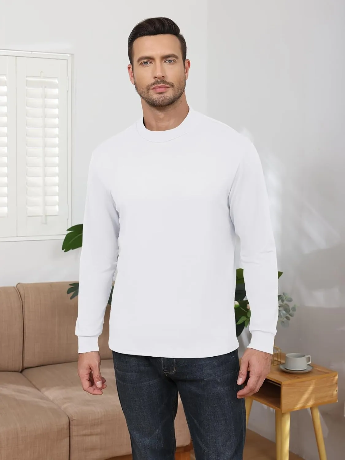 Angbater Mens Mock Turtleneck Long Sleeve Shirts Thermal Underwear Turtle Neck Undershirt Pullover T Shirt