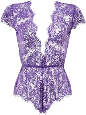 Anyou Womens Lingerie V-Neck Lace Bodysuit Mini Babydoll Featuring Plunging Eyelash Size XS-XXL