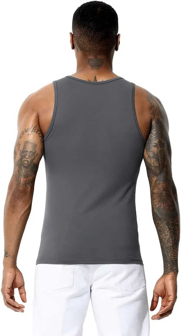 Arjen Kroos Men's Workout Tank Top 4 Pack Muscle Sleeveless Gym Shirts Activewear Slimming Vest Undershirts