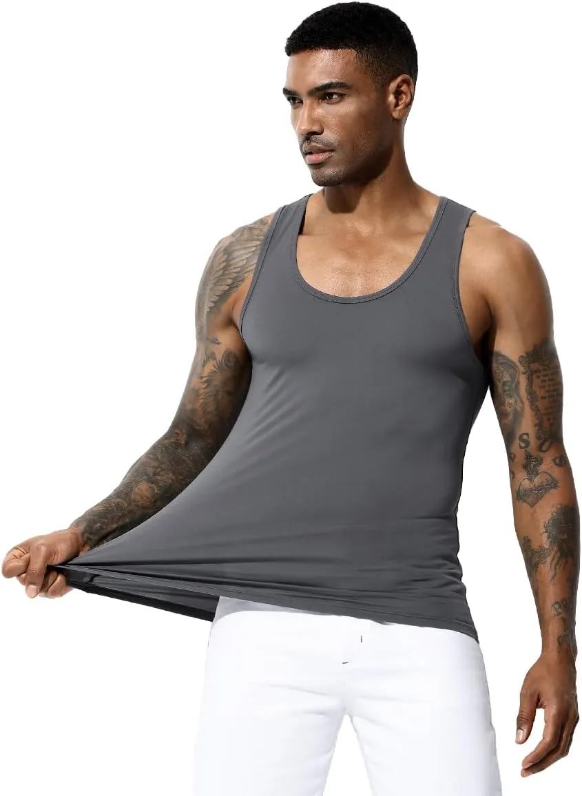 Arjen Kroos Men's Workout Tank Top 4 Pack Muscle Sleeveless Gym Shirts Activewear Slimming Vest Undershirts