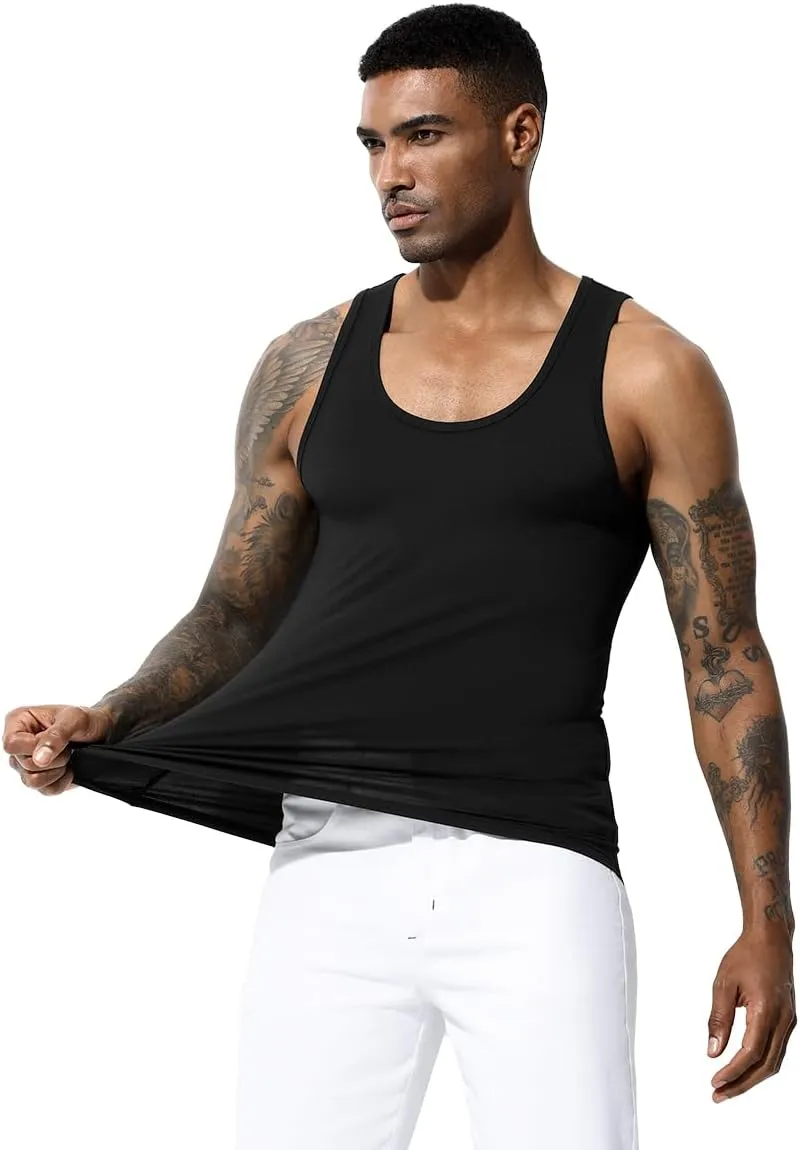 Arjen Kroos Men's Workout Tank Top 4 Pack Muscle Sleeveless Gym Shirts Activewear Slimming Vest Undershirts