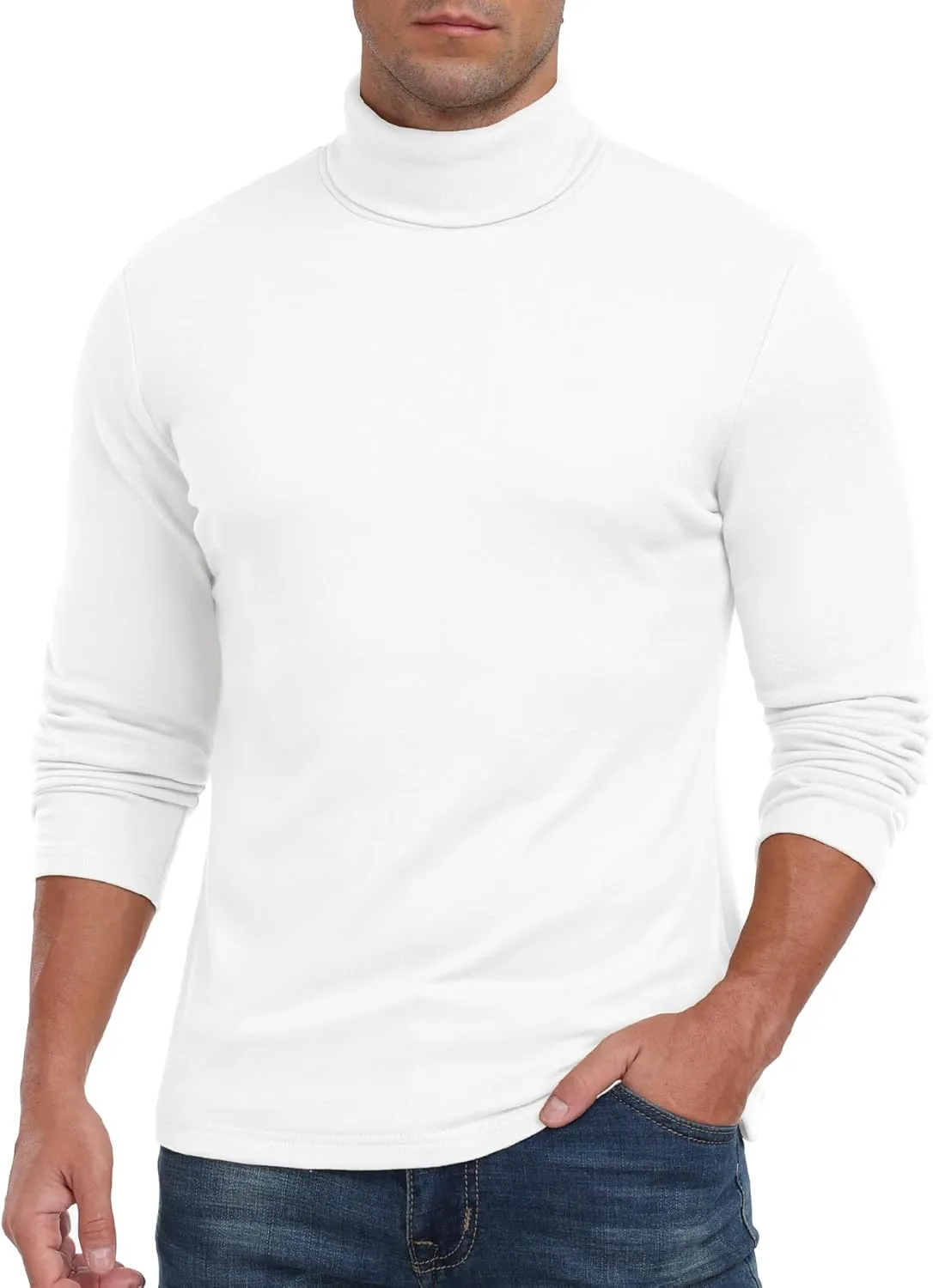 Askdeer Men's Turtleneck Long Sleeve Shirts Thermal Underwear Tops Basic Pullover Sweater Tees