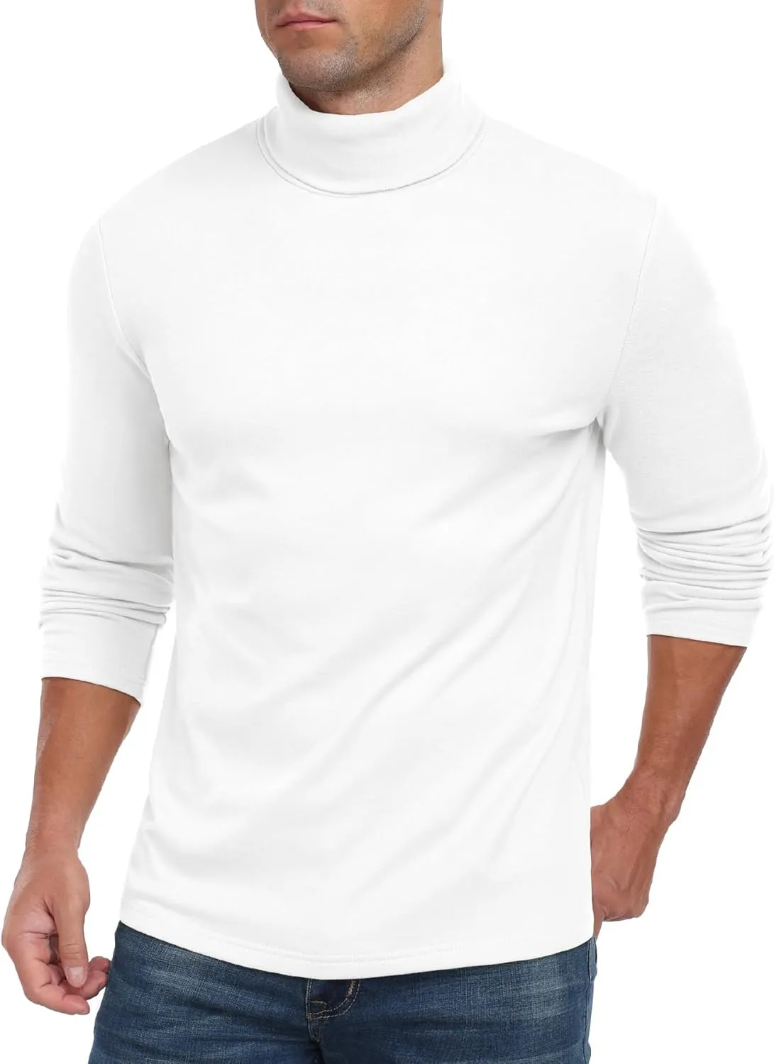 Askdeer Men's Turtleneck Long Sleeve Shirts Thermal Underwear Tops Basic Pullover Sweater Tees