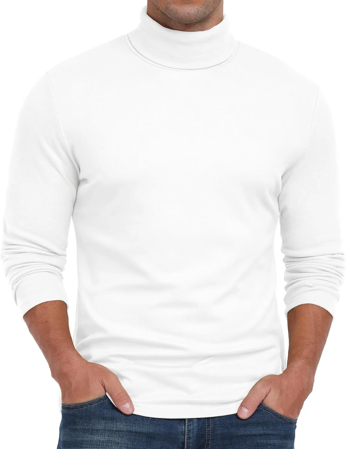 Askdeer Men's Turtleneck Long Sleeve Shirts Thermal Underwear Tops Basic Pullover Sweater Tees