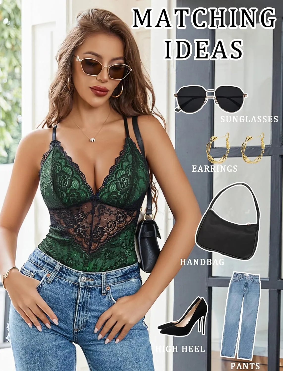 Avidlove Lingerie for Women One Piece Snap Crotch Teddy Bodysuit Contrast Lace Mini Babydoll