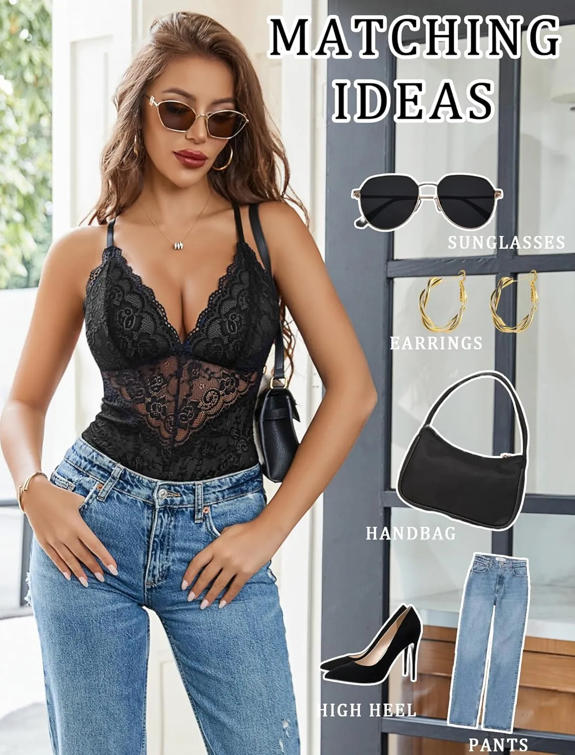 Avidlove Lingerie for Women One Piece Snap Crotch Teddy Bodysuit Contrast Lace Mini Babydoll