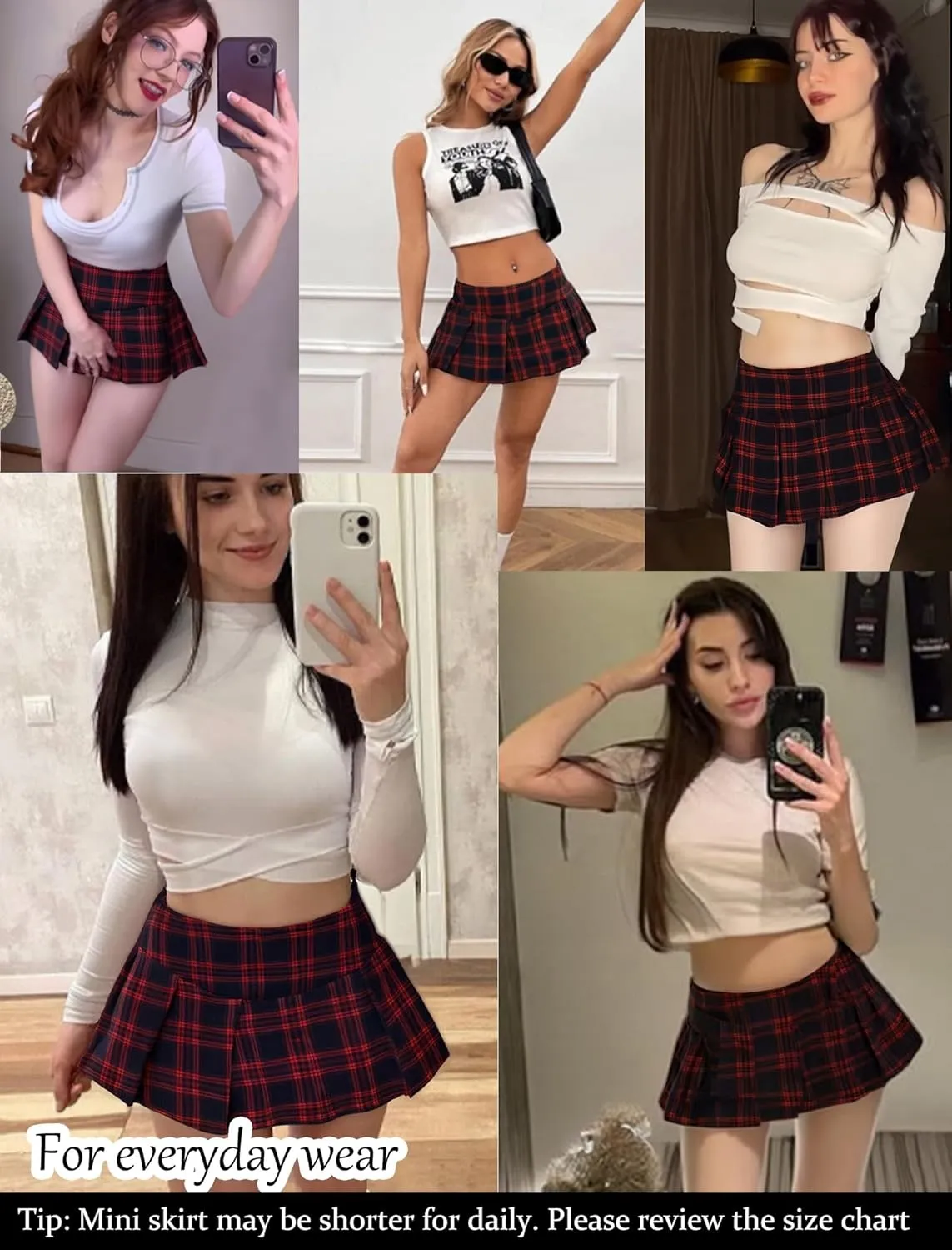 Avidlove Mini Pleated Skirts for Women Mini Plaid Skirt XS-XXL