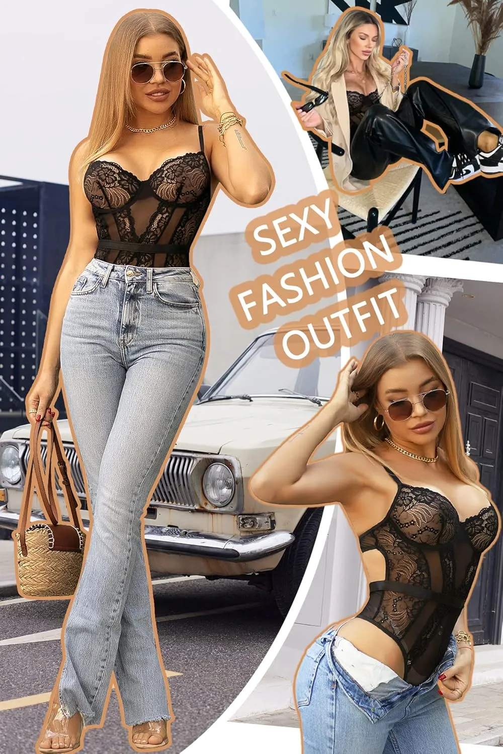 Avidlove Women Lingerie Bodysuit Lace Teddy Snap Crotch One Piece Underwire Babydoll