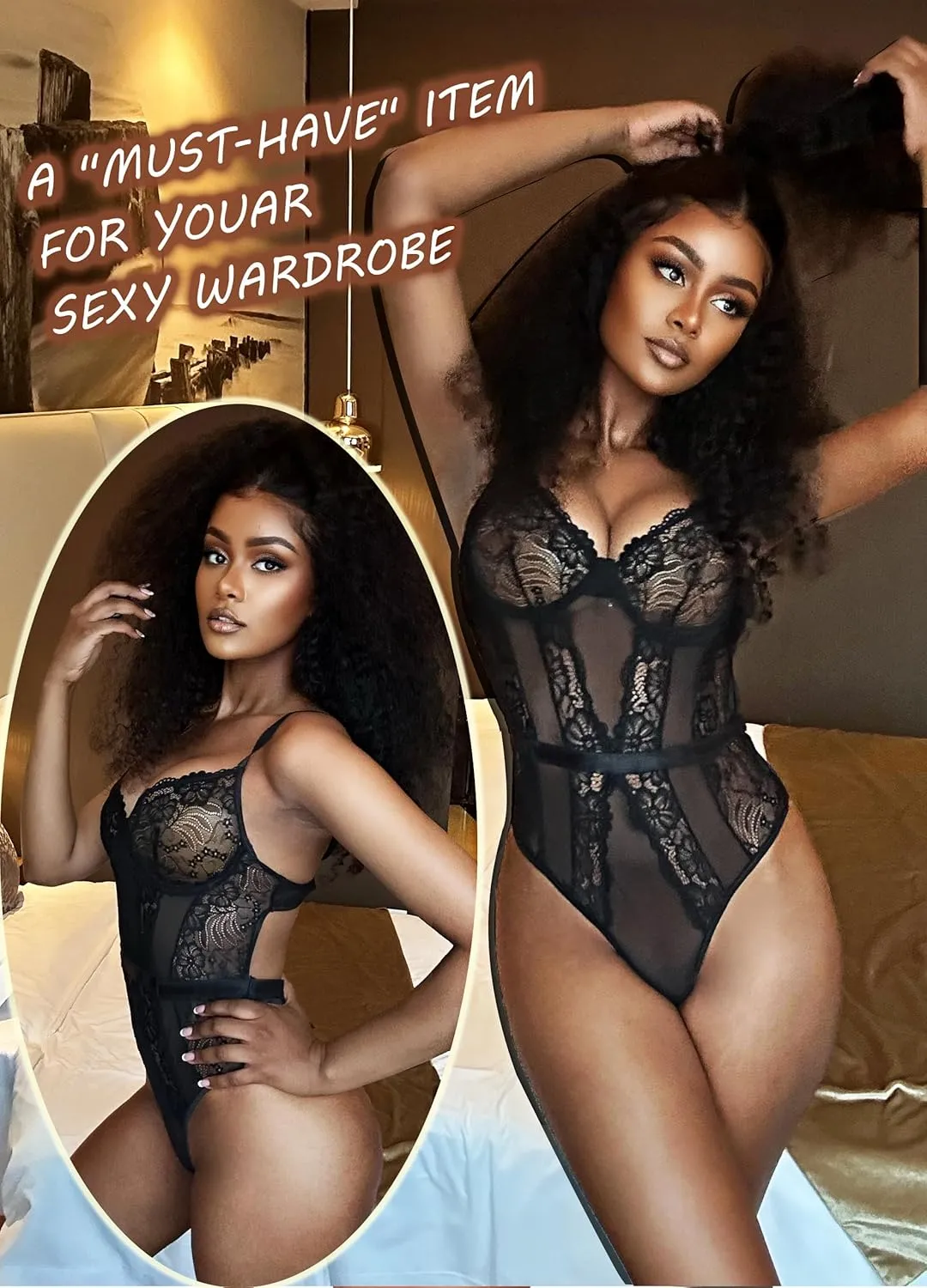 Avidlove Women Lingerie Bodysuit Lace Teddy Snap Crotch One Piece Underwire Babydoll