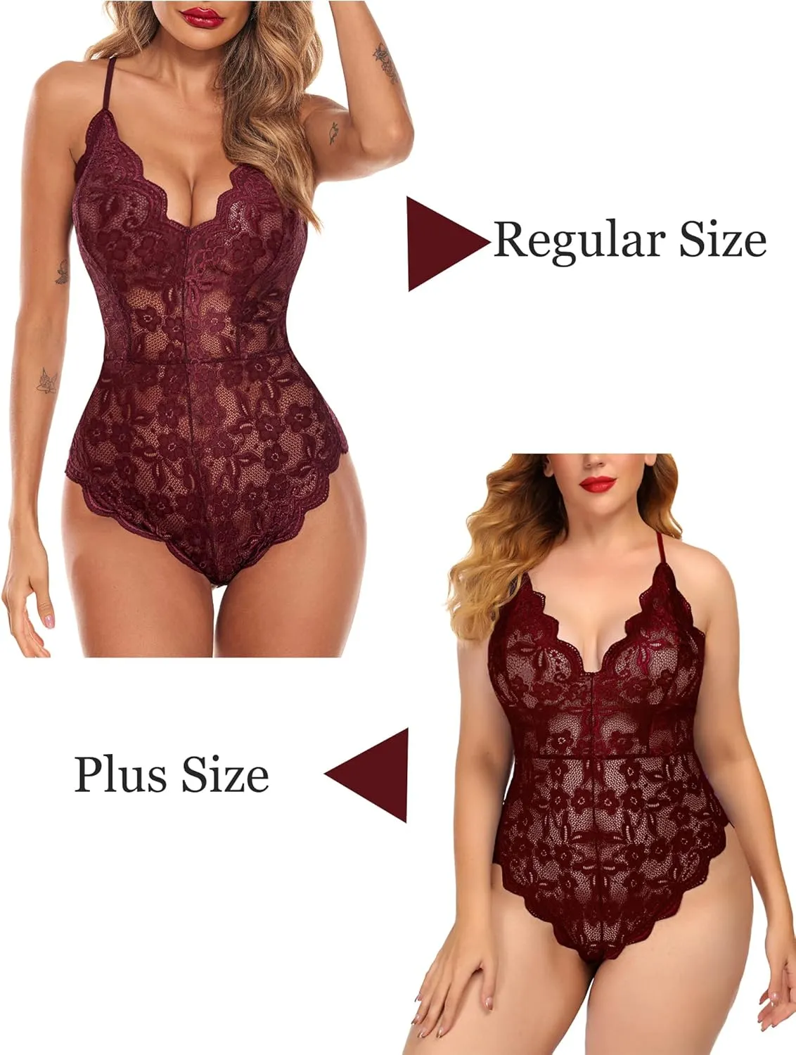 Avidlove Women One Piece Lingerie Deep V Teddy Sexy Lace Bodysuit Snap Crotch Babydoll