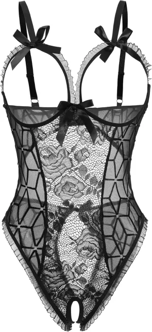 Avidlove Women One Piece Lingerie Sexy Lace Babydoll Mini Bodysuit