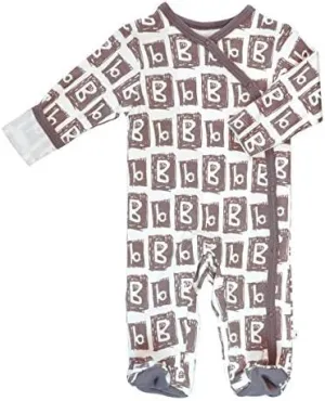 Babysoy Organic Newborn Baby Alphabet Footie Onepiece with Feet (00-03 Months, B)