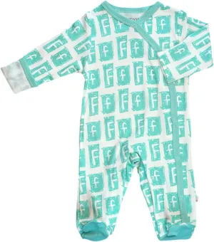 Babysoy Organic Newborn Baby Alphabet Footie Onepiece with Feet (00-03 Months, F)
