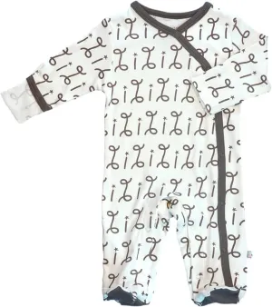 Babysoy Organic Newborn Baby Alphabet Footie Onepiece with Feet (00-03 Months, I)