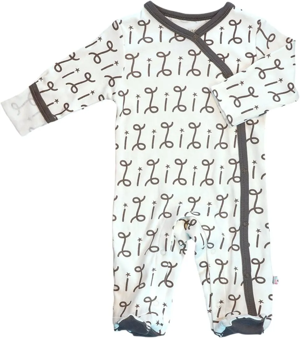 Babysoy Organic Newborn Baby Alphabet Footie Onepiece with Feet (00-03 Months, I)