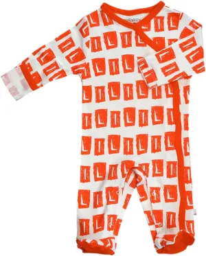 Babysoy Organic Newborn Baby Alphabet Footie Onepiece with Feet (00-03 Months, L)