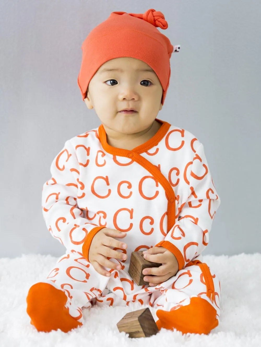Babysoy Organic Newborn Baby Alphabet Footie Onepiece with Feet (00-03 Months, L)