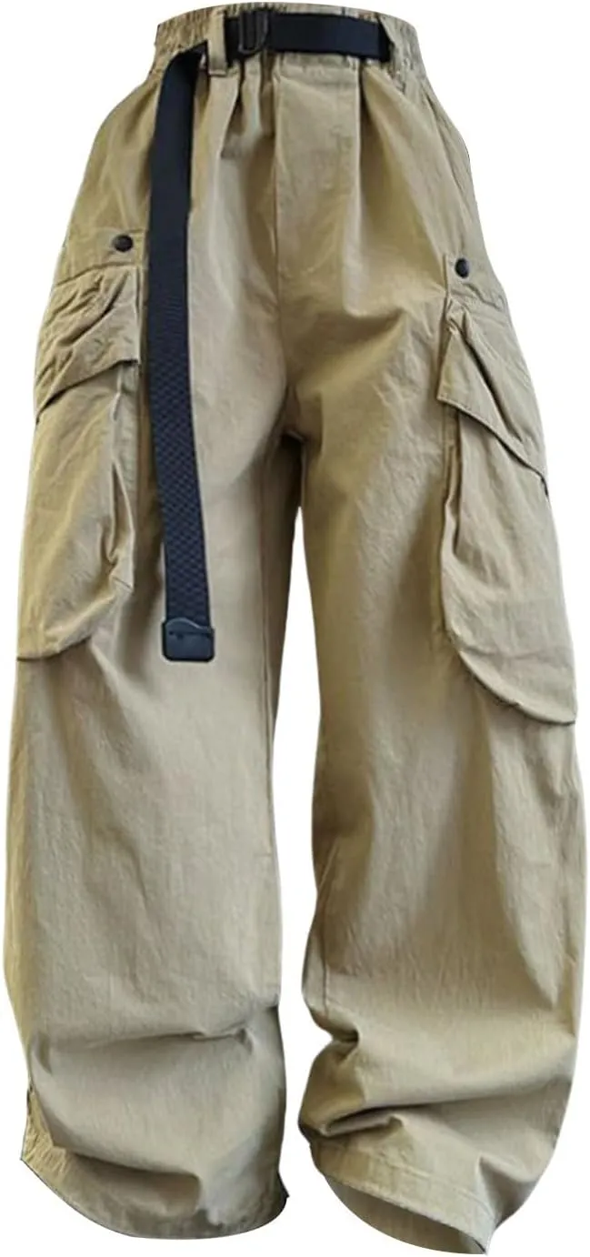 Baggy Cargo Pants for Teen Girls Parachute Pants Wide Leg Pants Kids Joggers Y2k Streetwear Elastic Waist Hiking Pants