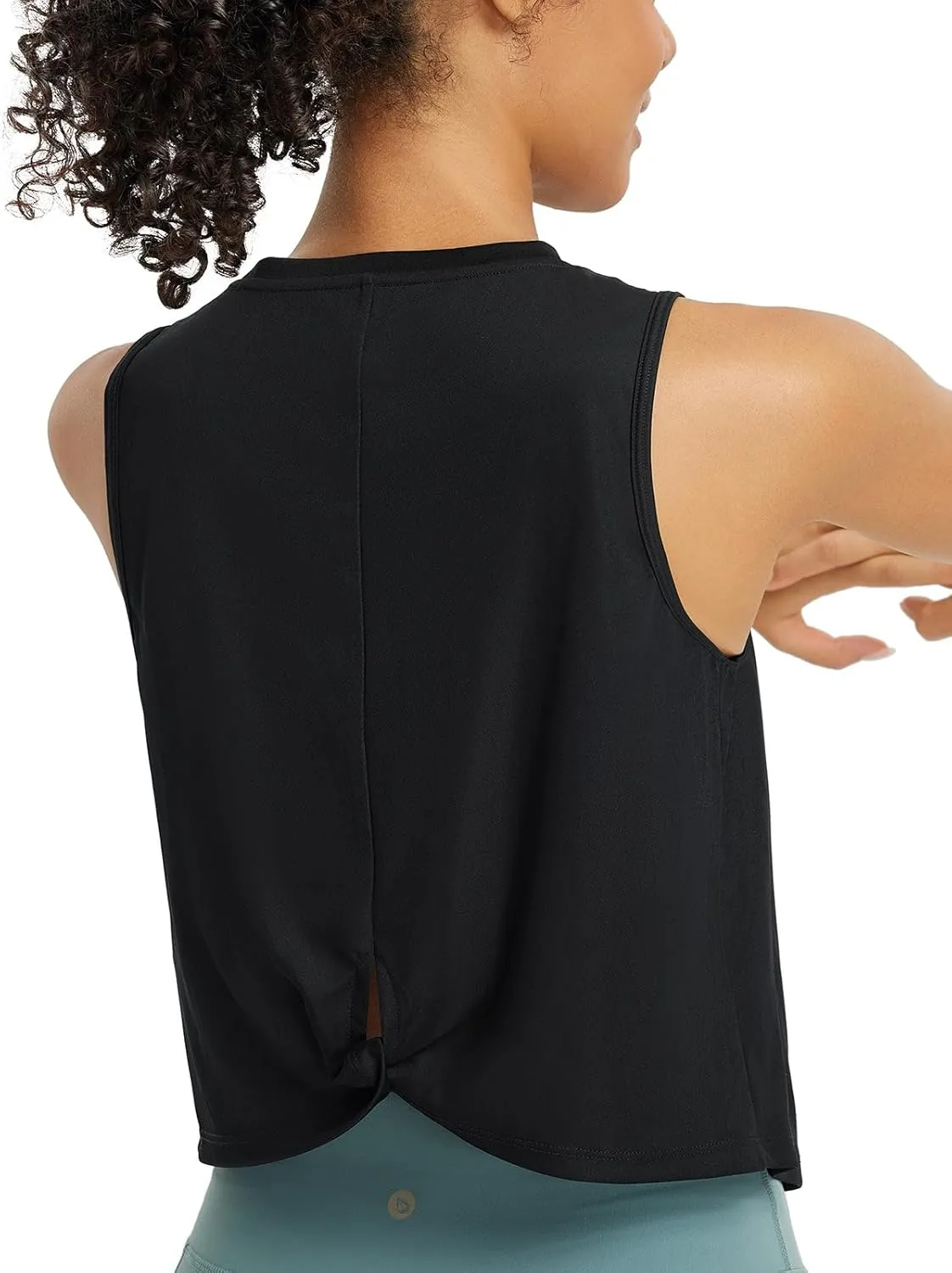 baleaf Workout Tops for Women Cropped Back Knotted Sleeveless Tank Tops Athletic Gym Yoga Running Shirts UPF50 