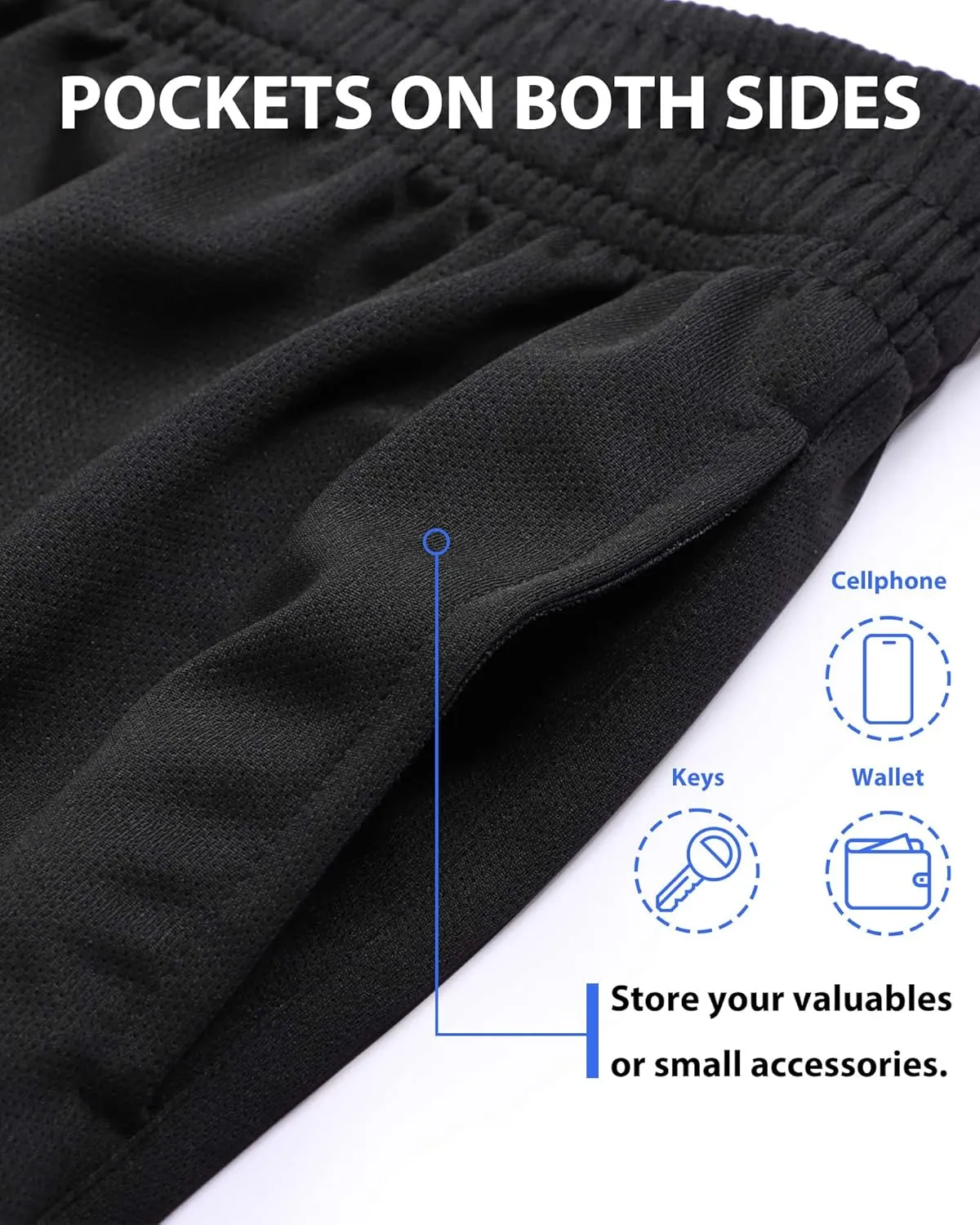 BEARAE Boys Athletic Shorts, Quick Dry Youth Basketball Shorts with Pockets Elastic Waistband, Sport Cargo Short Activewear