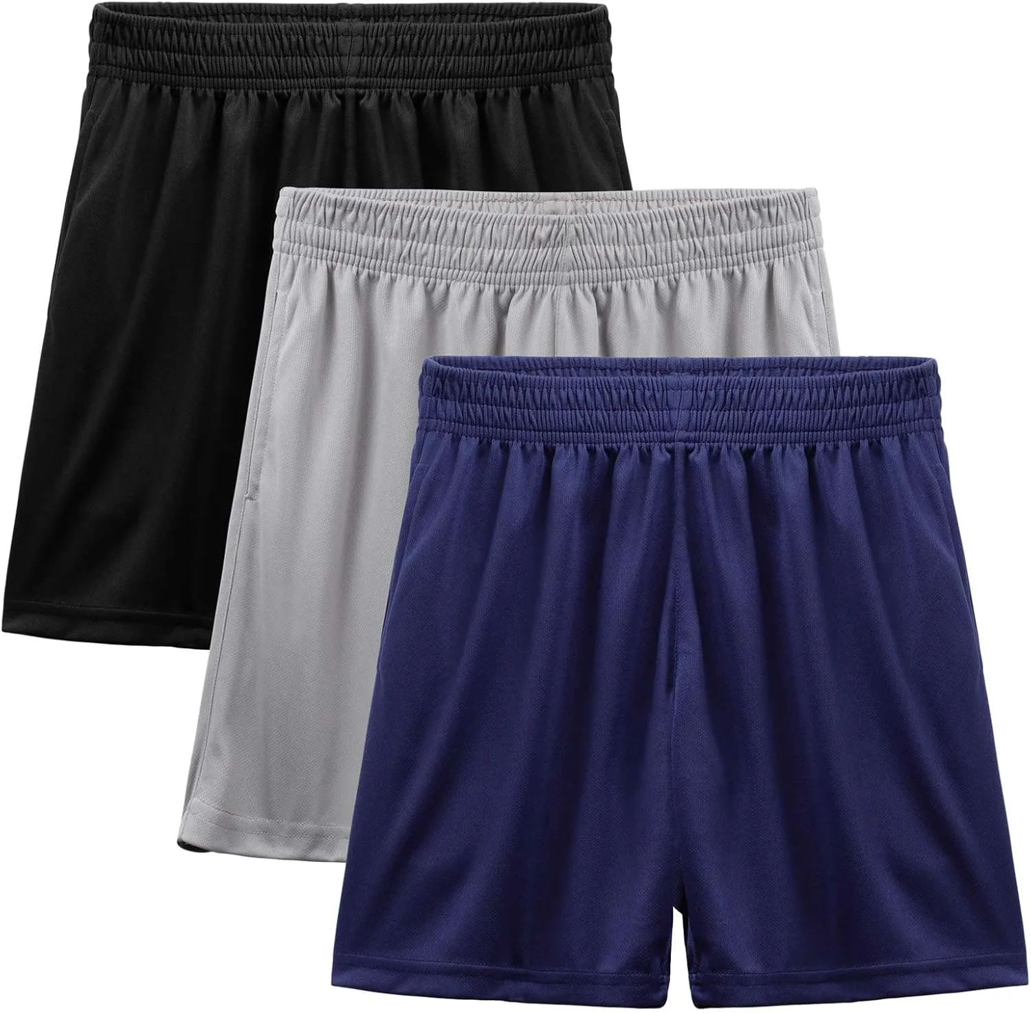 BEARAE Boys Athletic Shorts, Quick Dry Youth Basketball Shorts with Pockets Elastic Waistband, Sport Cargo Short Activewear