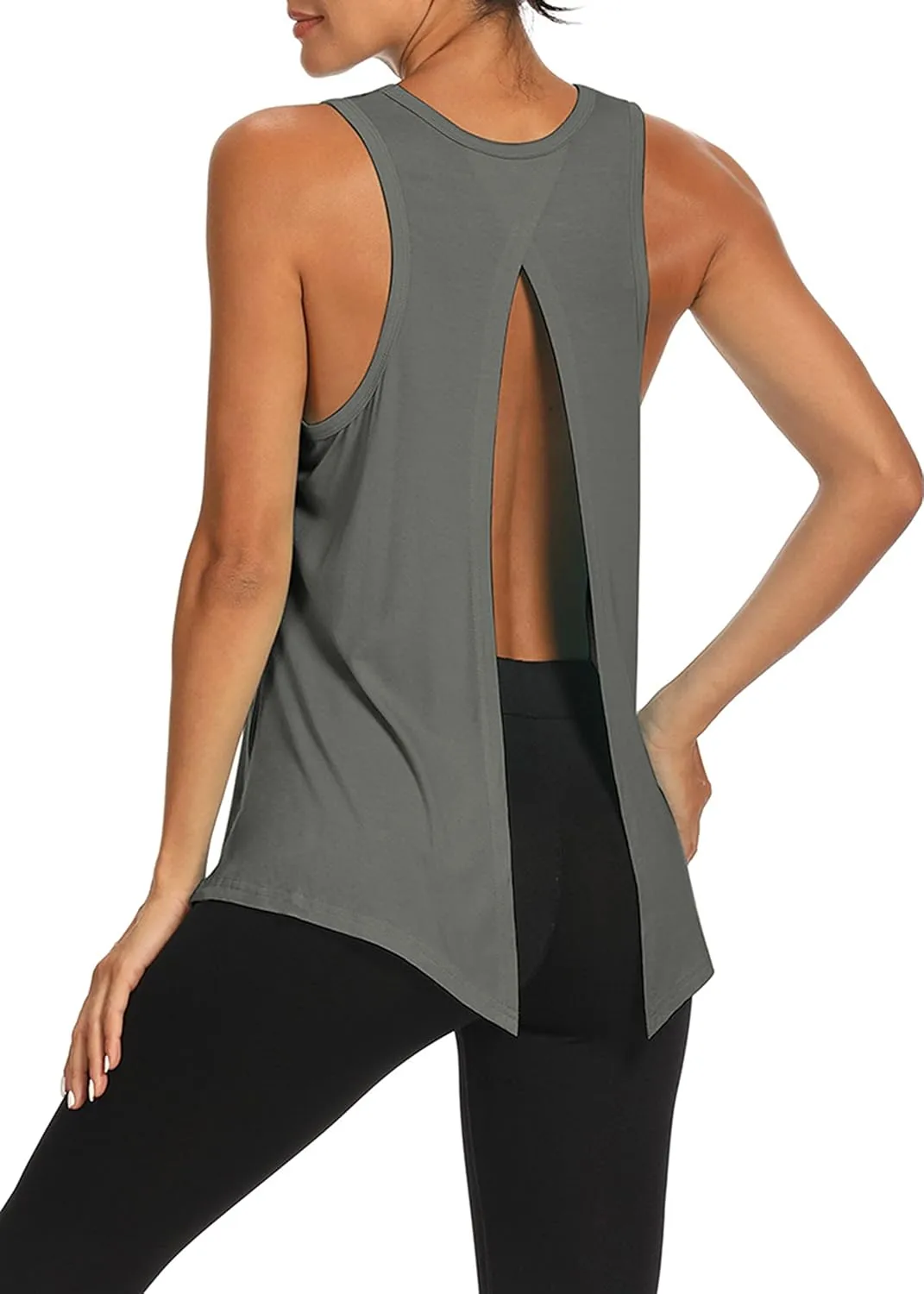 Bestisun Workout Tops Open Back Shirts Gym Athletic Clothes Tie Back Musle Tank for Women