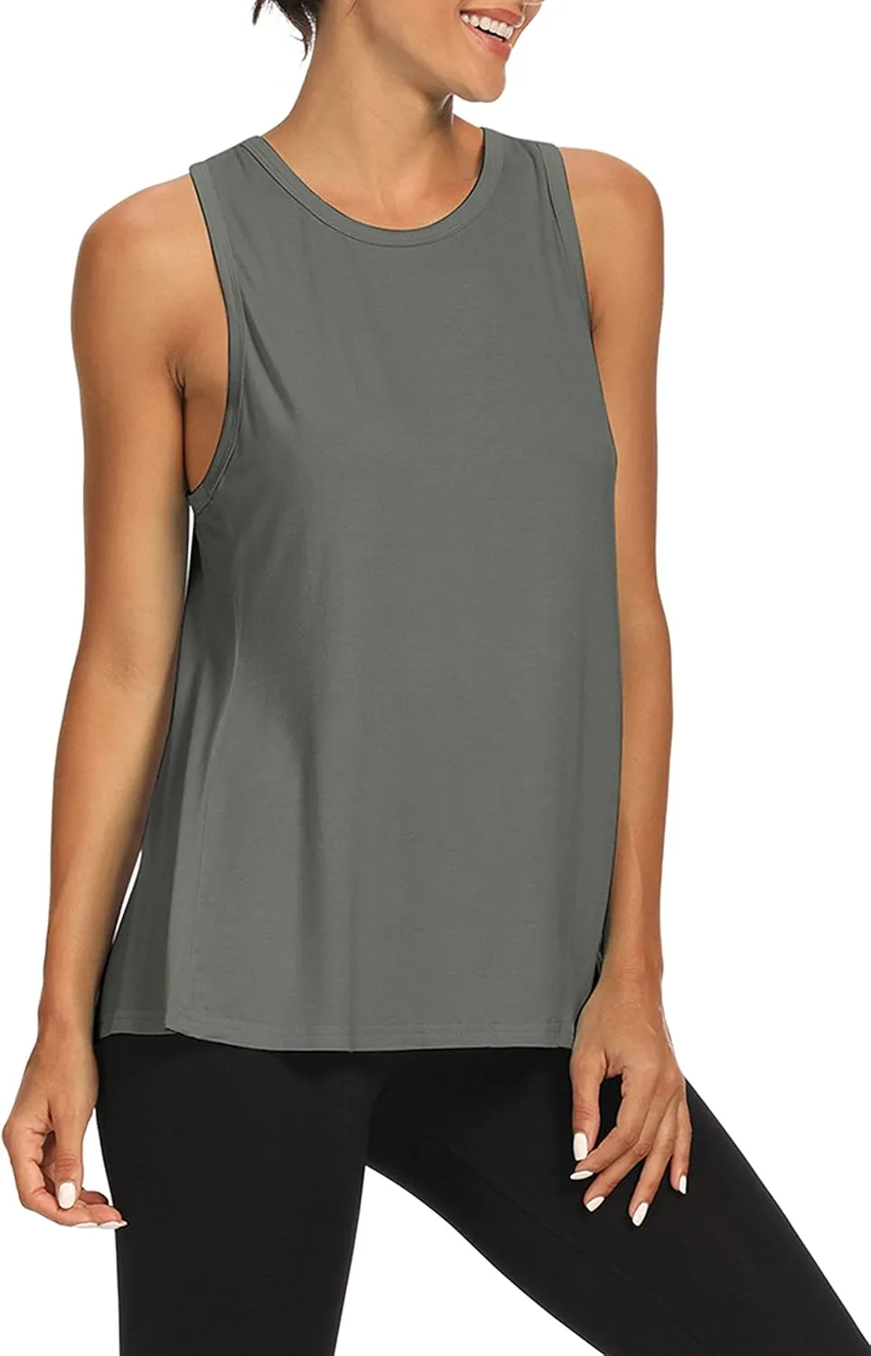Bestisun Workout Tops Open Back Shirts Gym Athletic Clothes Tie Back Musle Tank for Women