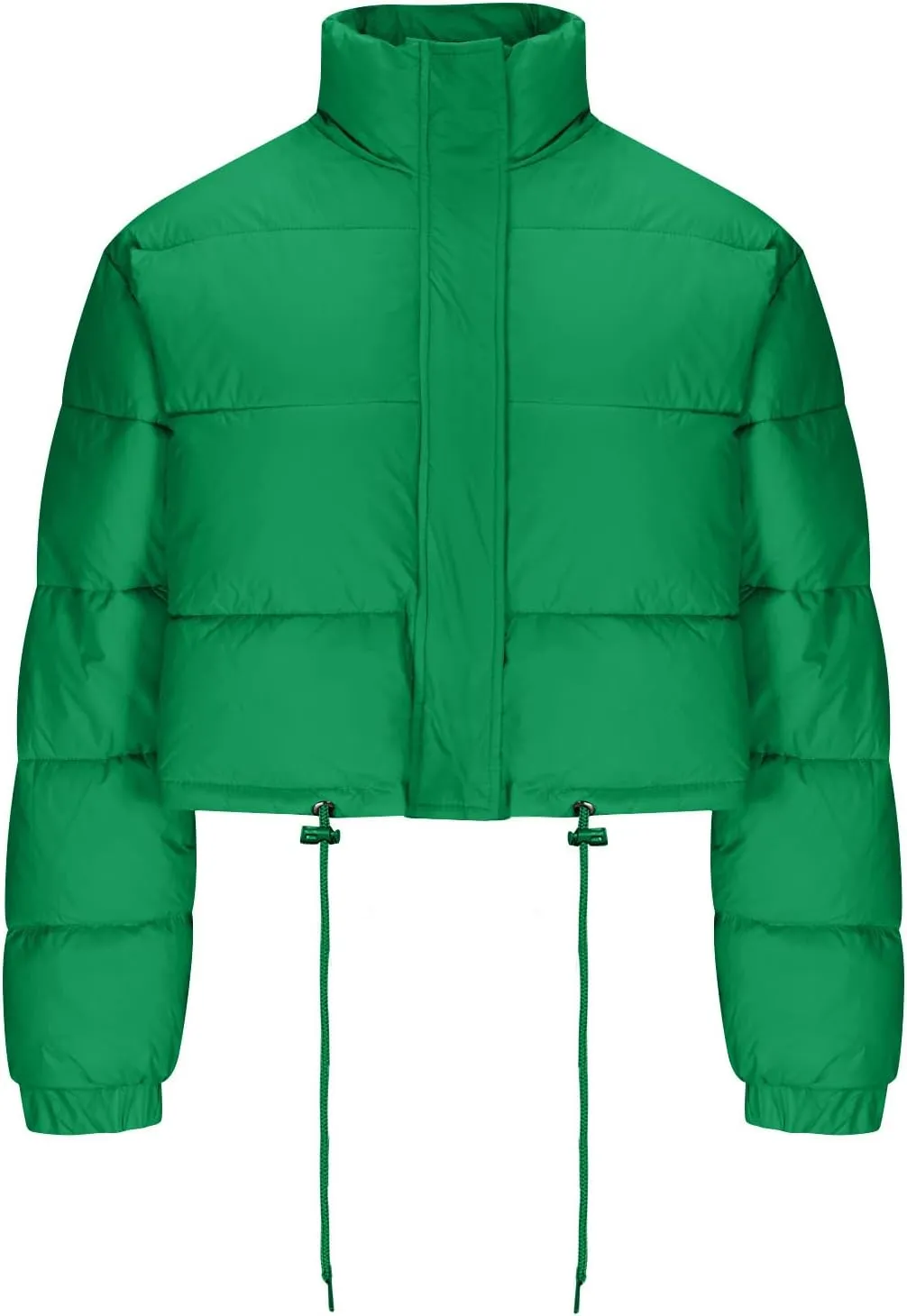 Borniu Womens Cropped Puffer Jacket Stand Collar Zip Up Winter Padded Down Coats Lightweight Quilted Short Jacket