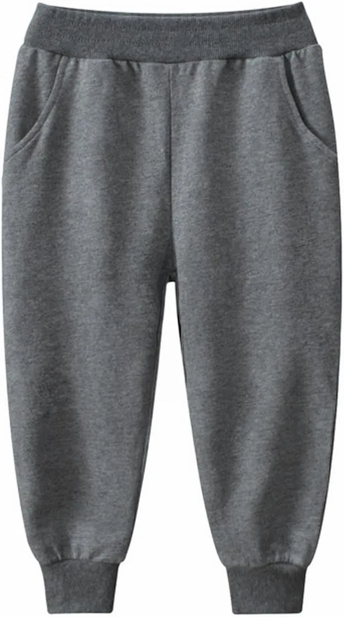 Boys Girls Joggers Basic Solid Color Trousers Kids Casual Fashion Pull on Sweatpants with Pockets Activewear