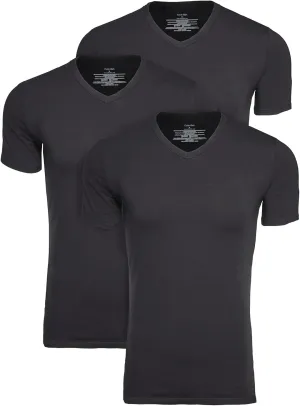 Calvin Klein Underwear Men's 3 Pack Cotton Stretch V Neck Tee, Black, L