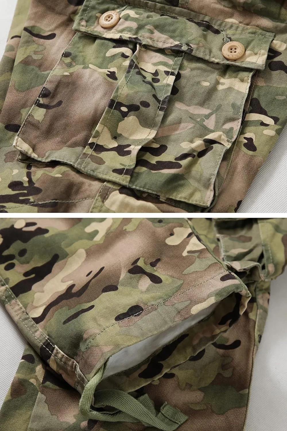 Cargo Pants for Men, Camo Pants Relaxed Fit Utility Hiking Pants, Ripstop Work Pants with 8 Pockets